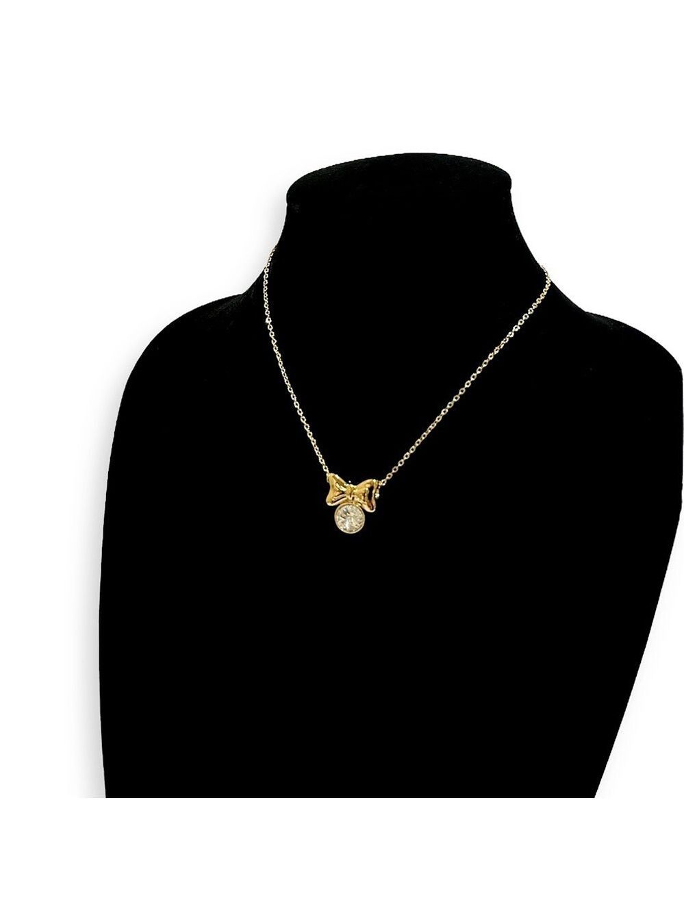 SWAROVSKI 🎀 Must-Have 🎀 Gold-Tone Bow Necklace w Crystal Pendant | NWOT - Picture 6 of 10